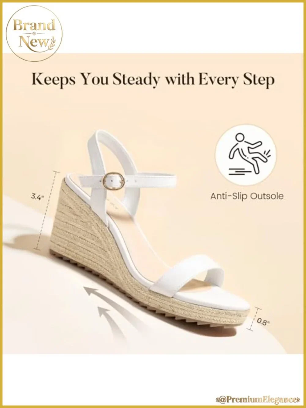 Platform Wedge Sandals Womens Open Toe Ankle Strap Espadrille High Heel 3.4 Inch